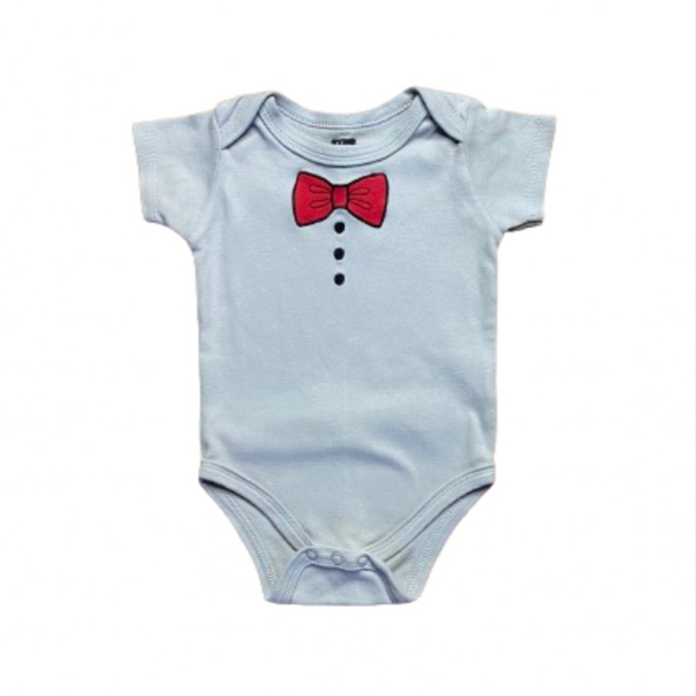 HB Baby Boy’s Gray And Red Bowtie Onesie Size 0-3 Months